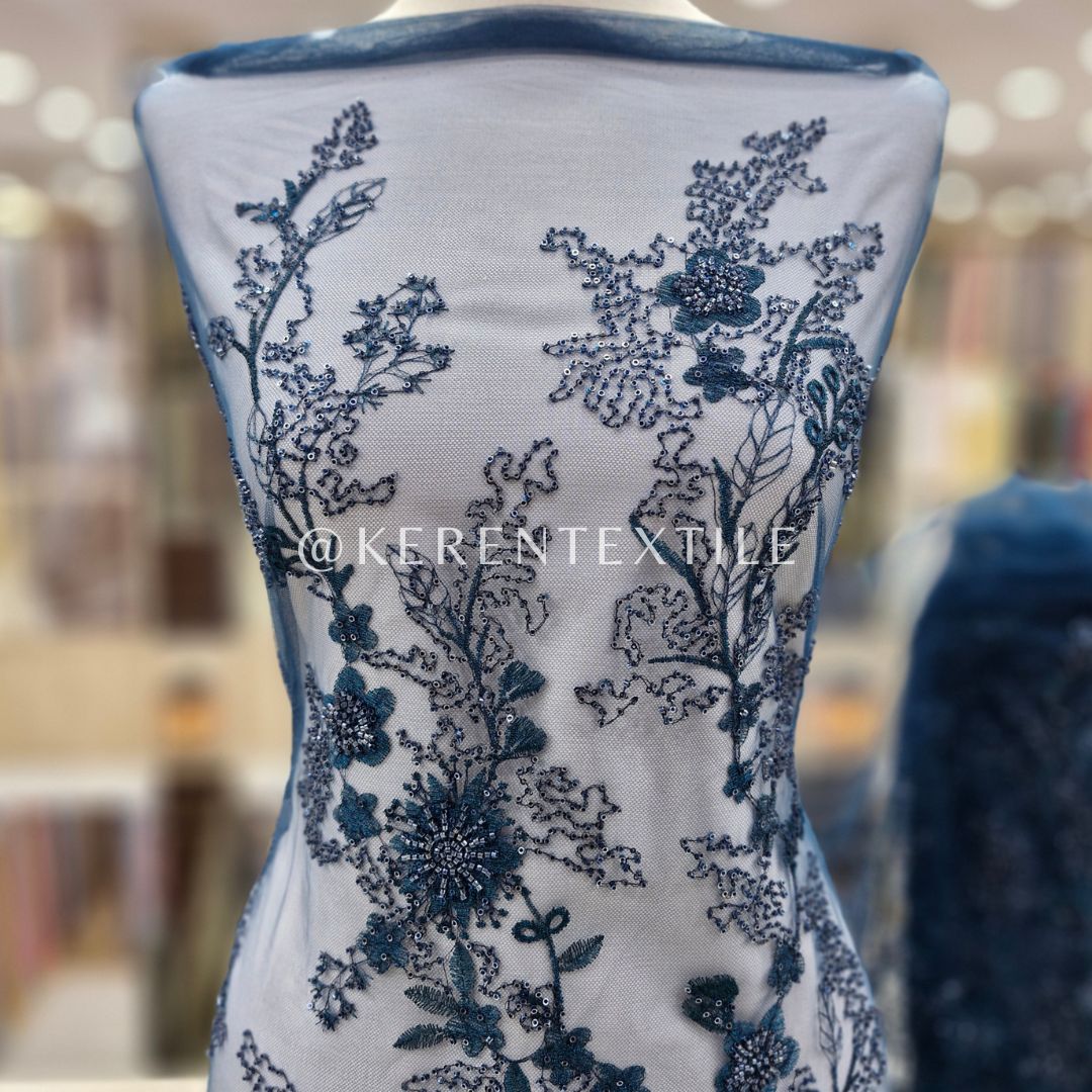 VALENCIA PICACHOO TULLE Spesial Warna (Tulle Payet Mewah motif Bunga Rambat)