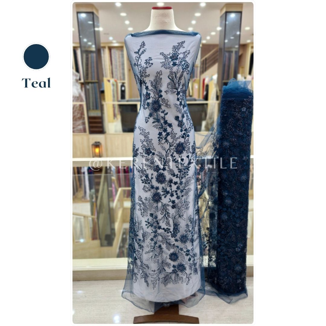 VALENCIA PICACHOO TULLE Spesial Warna (Tulle Payet Mewah motif Bunga Rambat)