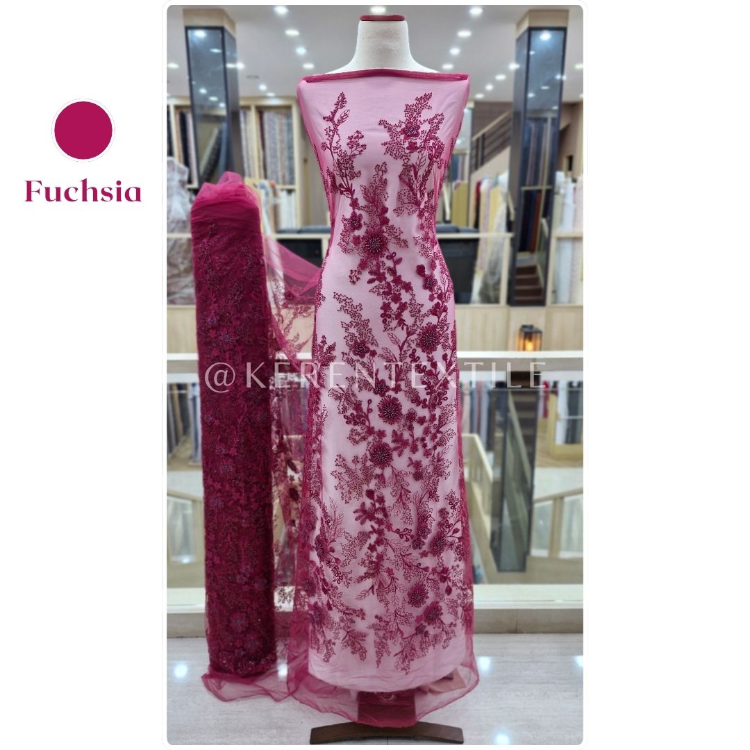 VALENCIA PICACHOO TULLE Spesial Warna (Tulle Payet Mewah motif Bunga Rambat)